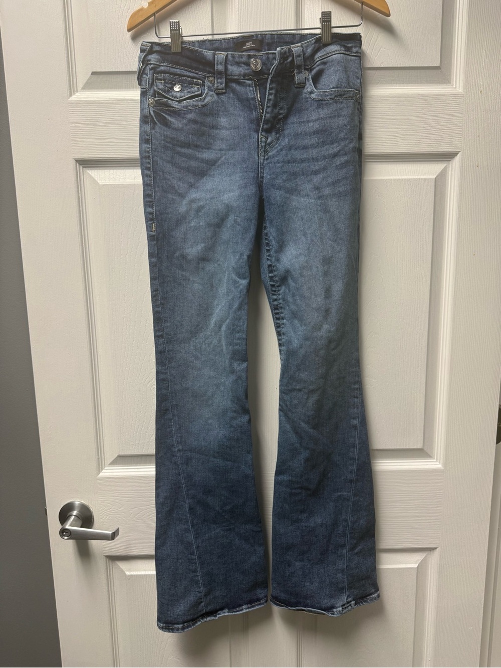 True Religion Blue Flare Jeans with Subtle Fade